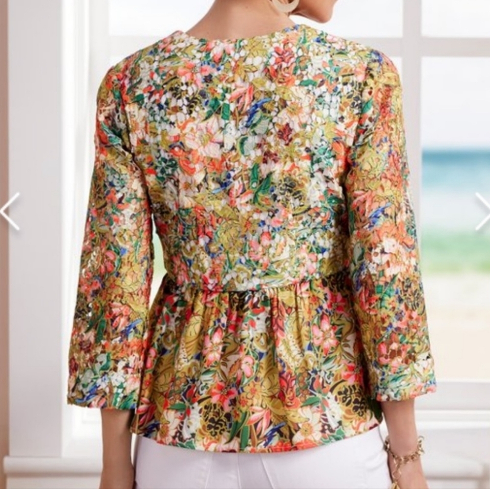 Soft Surroundings Multicolor Boho Lasercut Beaded Ariege Jacket New Med… - Picture 15 of 16
